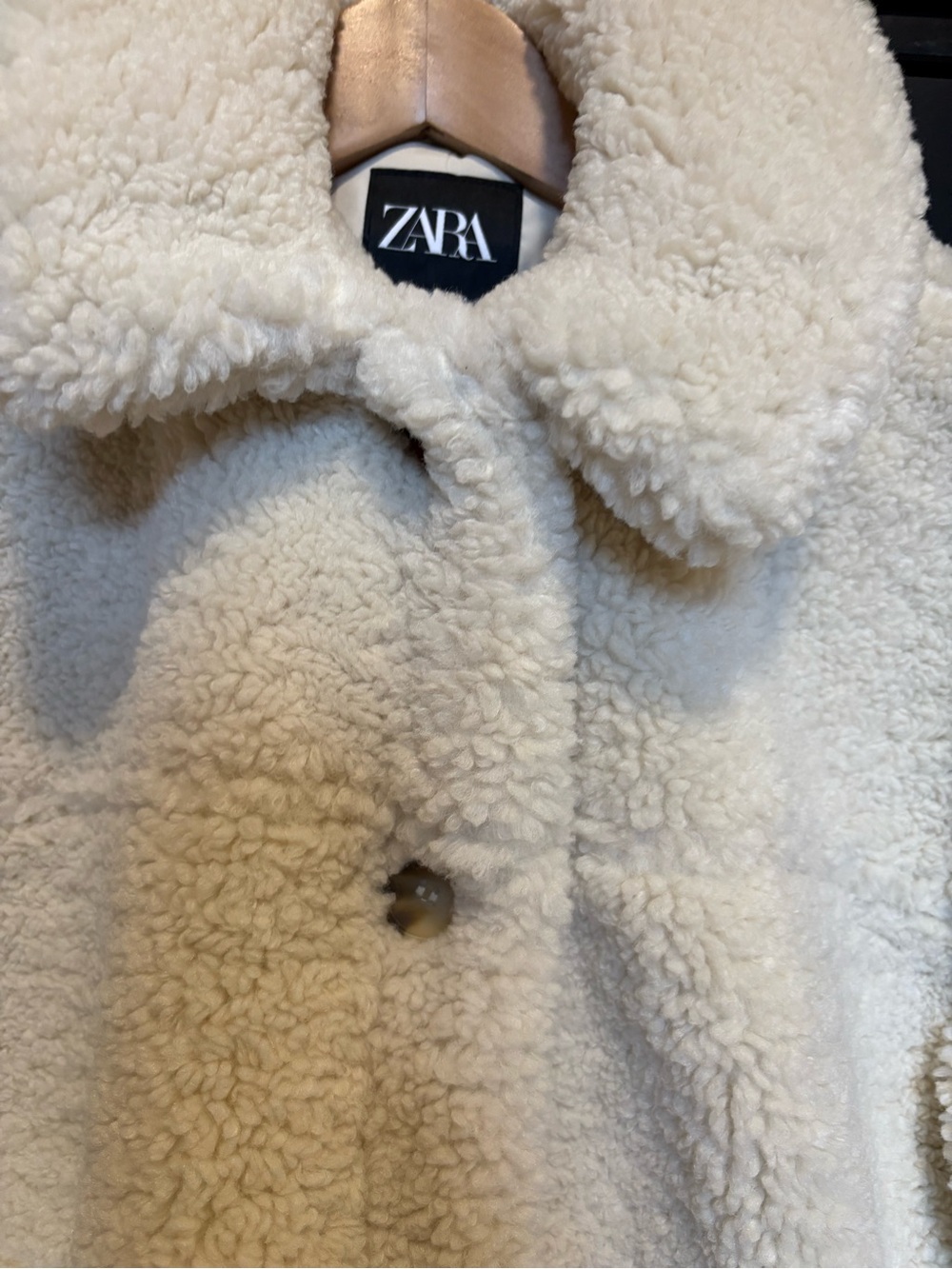 ZARA Women’s XS Cream Sherpa Button-Up Jacket - measurements in pics - Picture 3 of 14